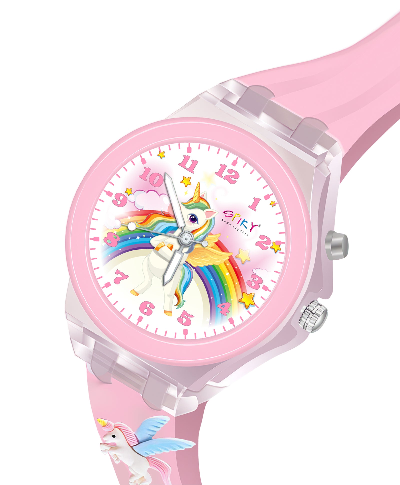 Spiky 3D Cartoon Unicorn Analog Light Watch for Kids Boys & Girls - Pink