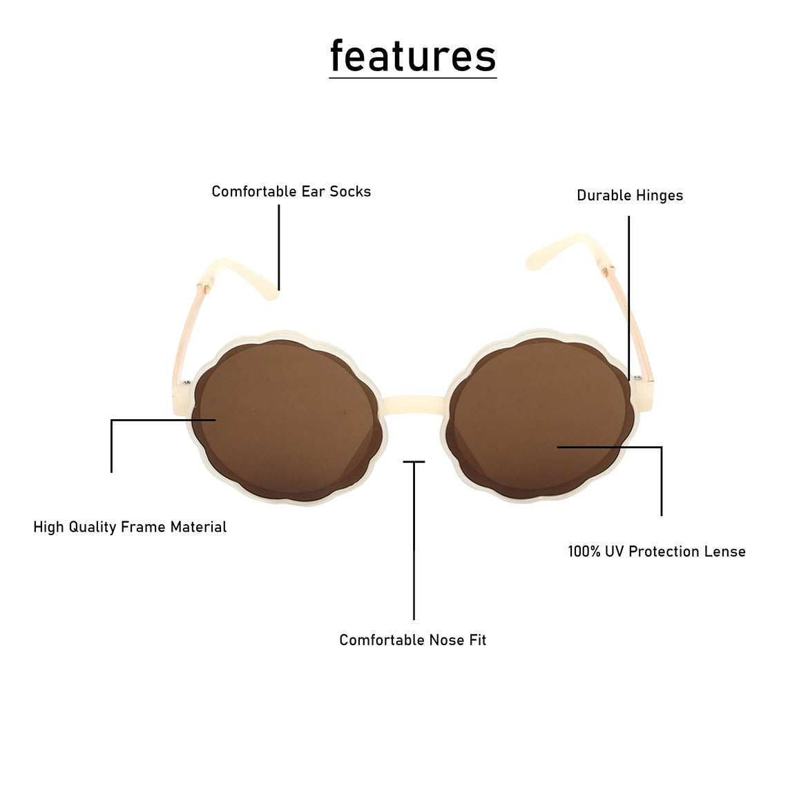 Spiky Round UV Protected Sunglass - Brown