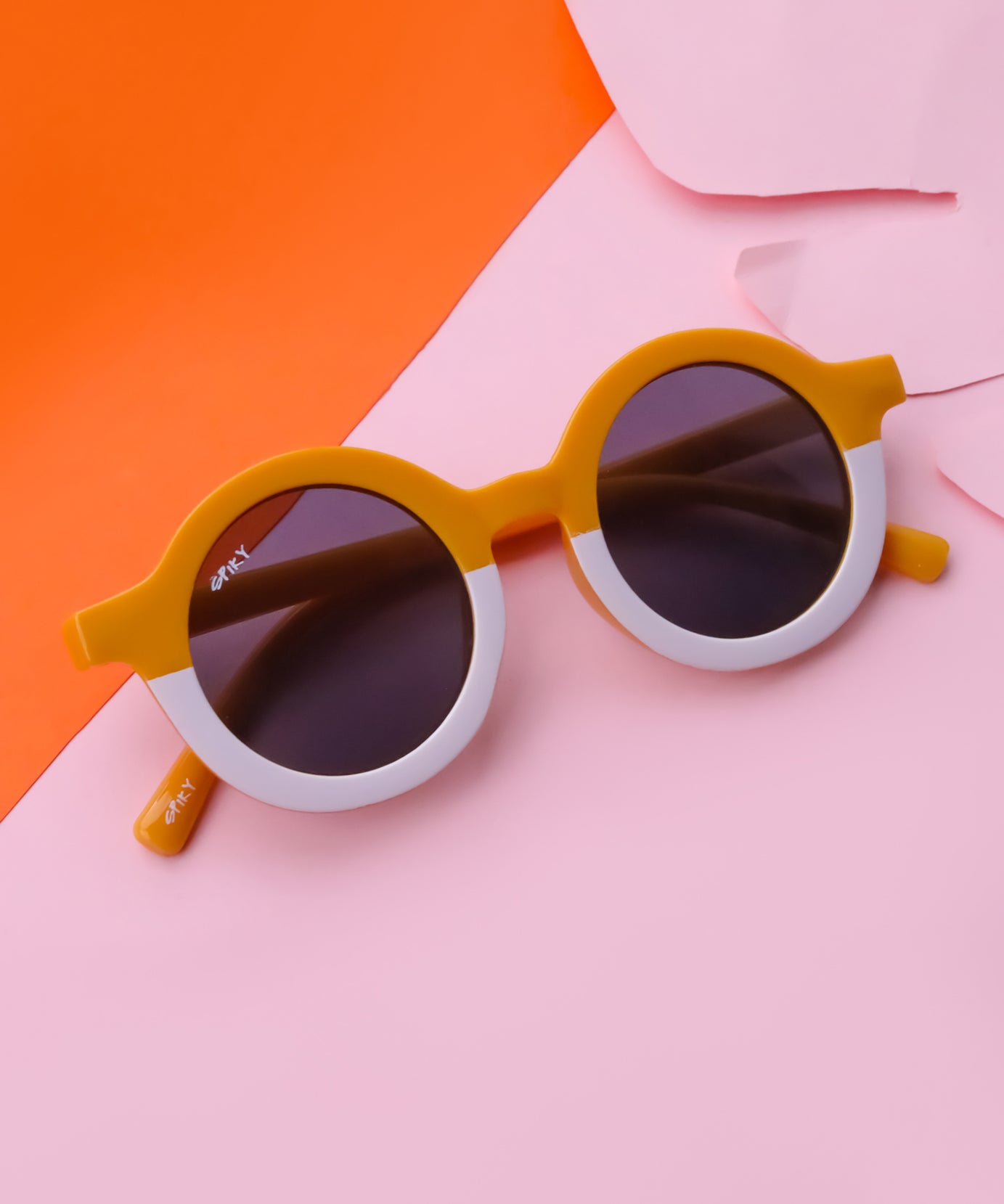 Spiky Round UV Protected Sunglass - Orange White