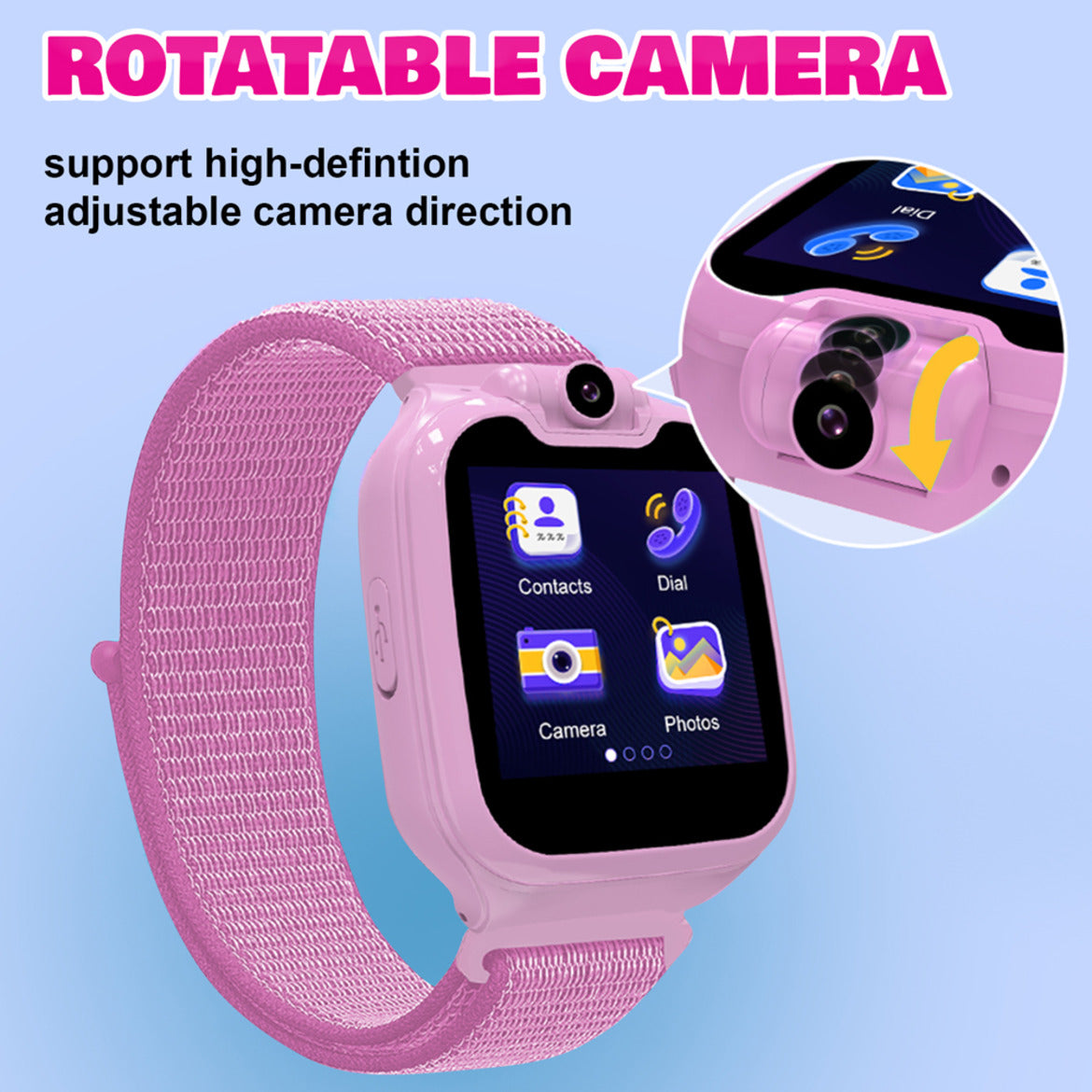 Spiky Two-Way Calling Smart Watch - Pink