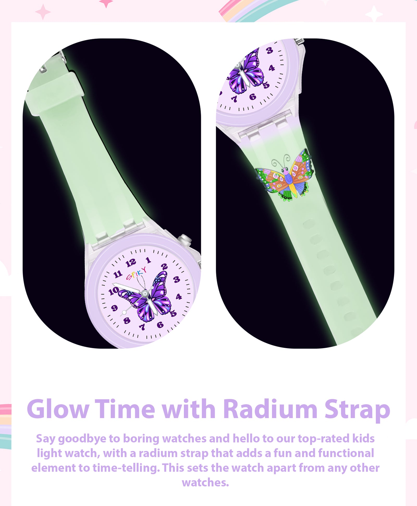 Spiky 3D Cartoon Unicorn Analog Light Watch for Kids Boys & Girls - Pink