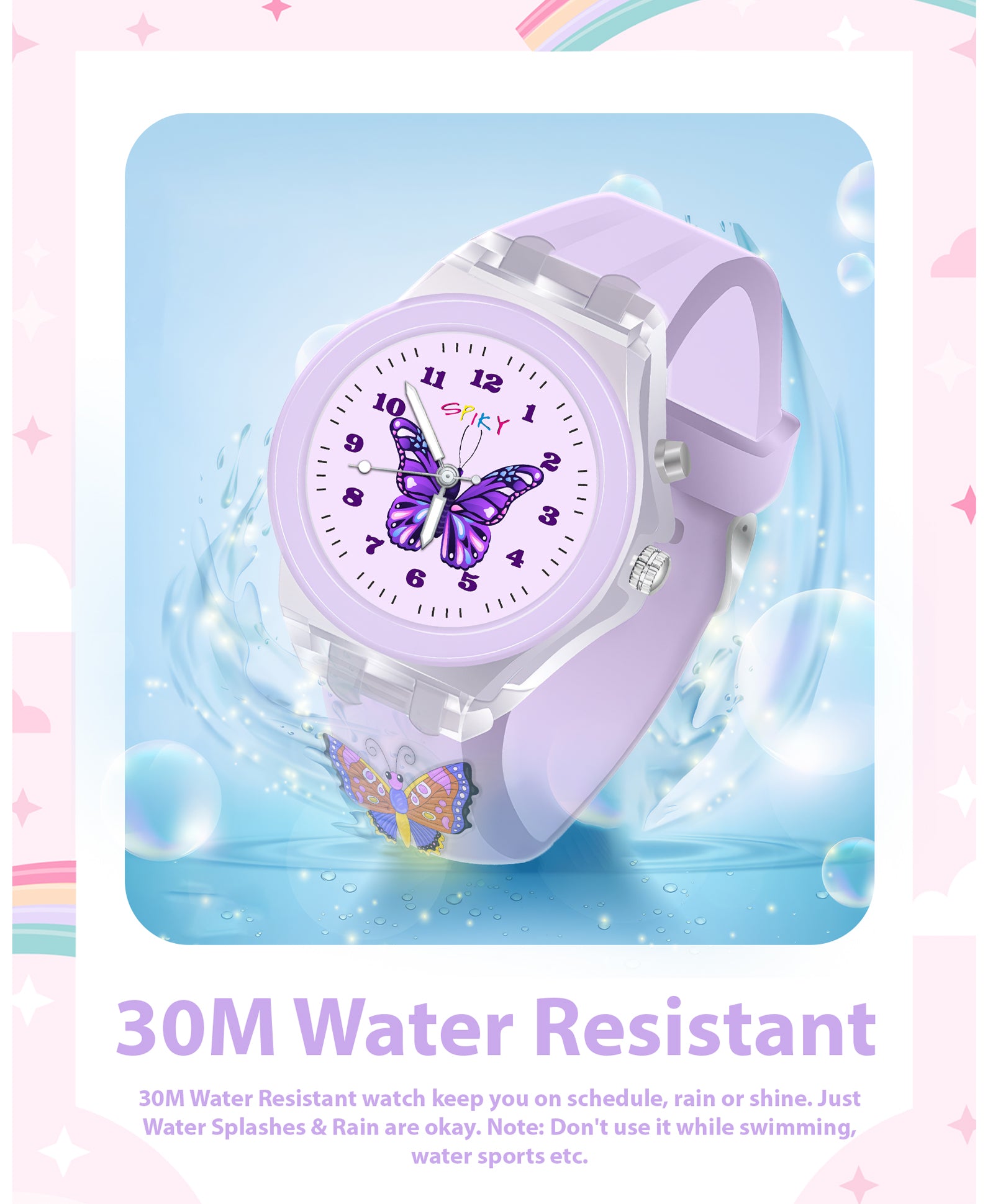 Spiky 3D Cartoon Unicorn Analog Light Watch for Kids Boys & Girls - Pink